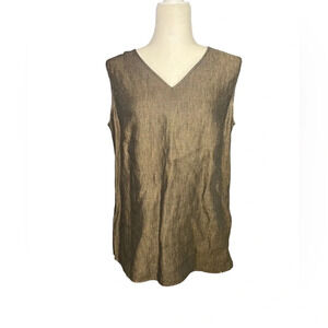 Neutral 100% Linen Popover Tank Lagenlook 10